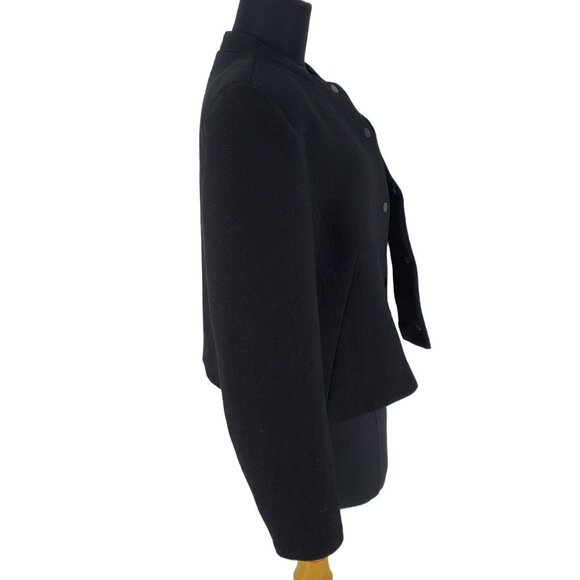 Sandro Paris Black Ribbed Cropped Jacket Minimalist Capsule Wardrobe Classic - Picture 11 of 13